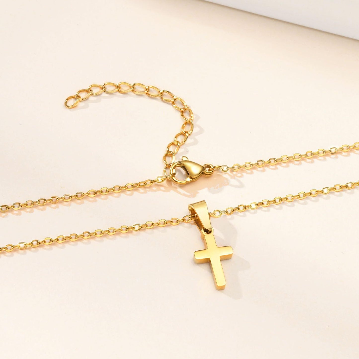 Minimalist Cross Stainless Steel Curb Chain Necklace Unisex