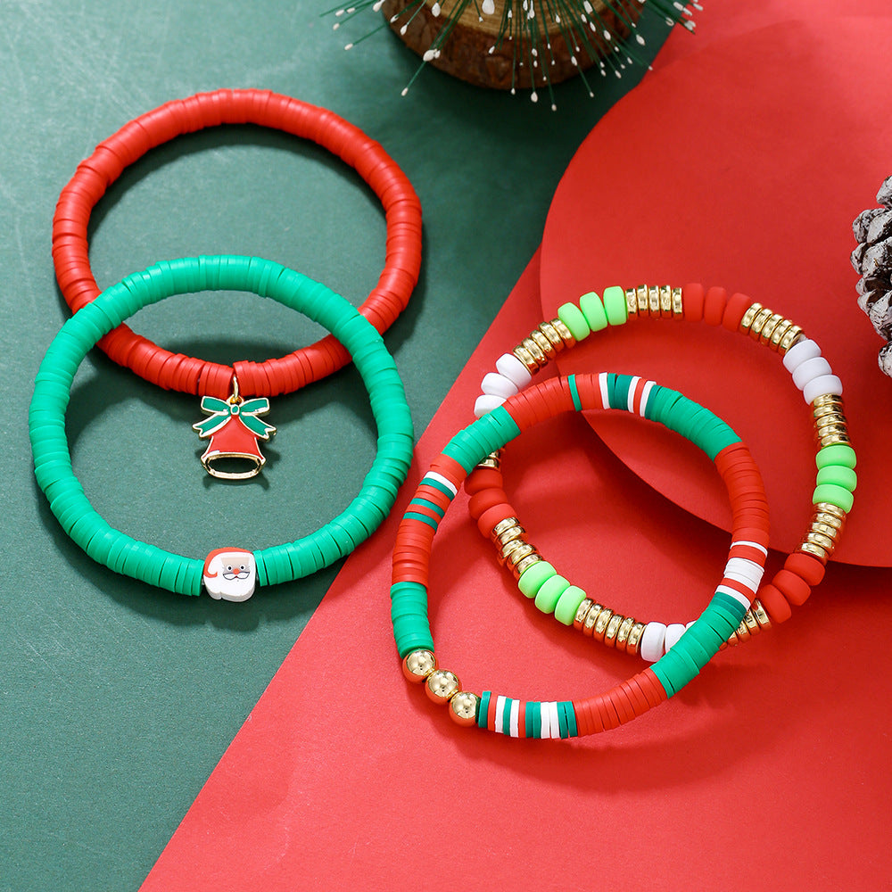Snowman and Santa Claus Animal Shaped Plated Alloy Bracelet Set for Christmas