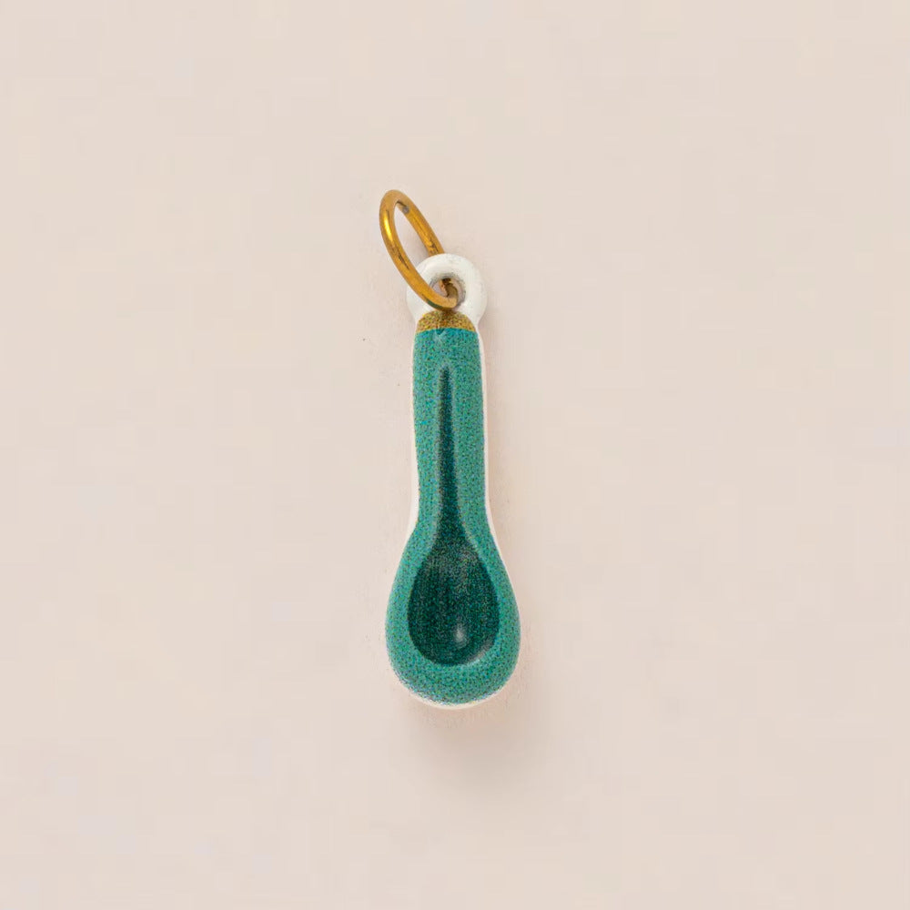 Vintage 18K Gold Plated Stainless Steel Ceramic Skull Pendant Charm Bar for Women
