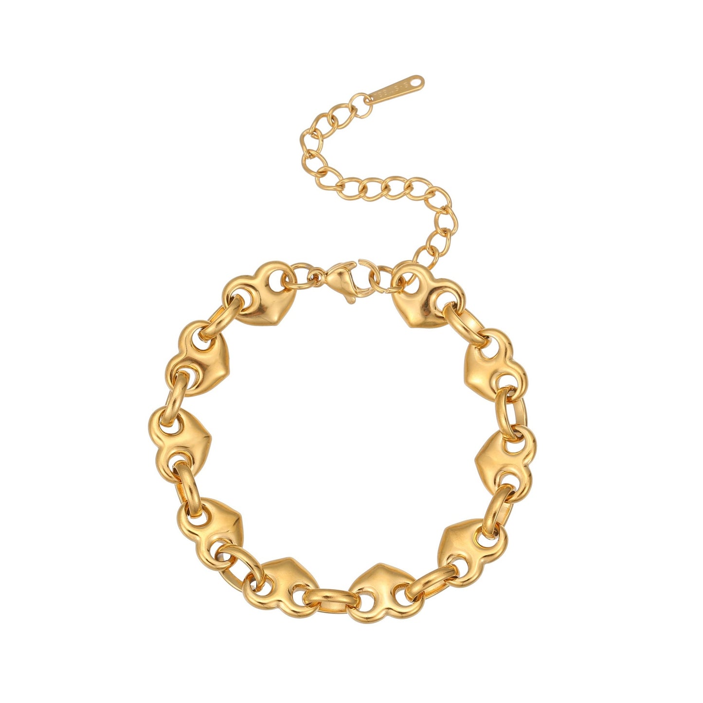 Bracciale da donna alla moda minimalista a forma di cuore in acciaio inossidabile con finitura placcata
