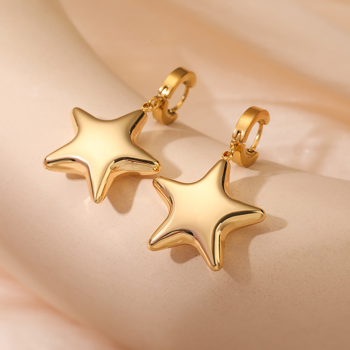Minimalist Star and Heart-Shaped Stainless Steel Earrings for Women with Irregular Geometric Design