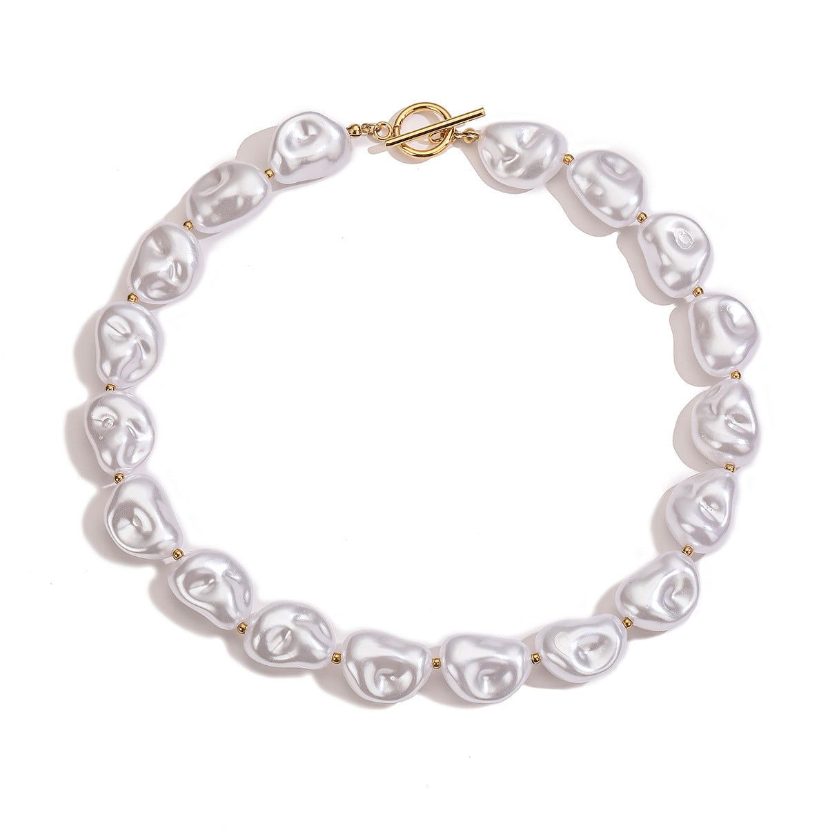 Elegant 18K Gold Plated Stainless Steel Heart Pearl Necklace and Bracelet Set for Women