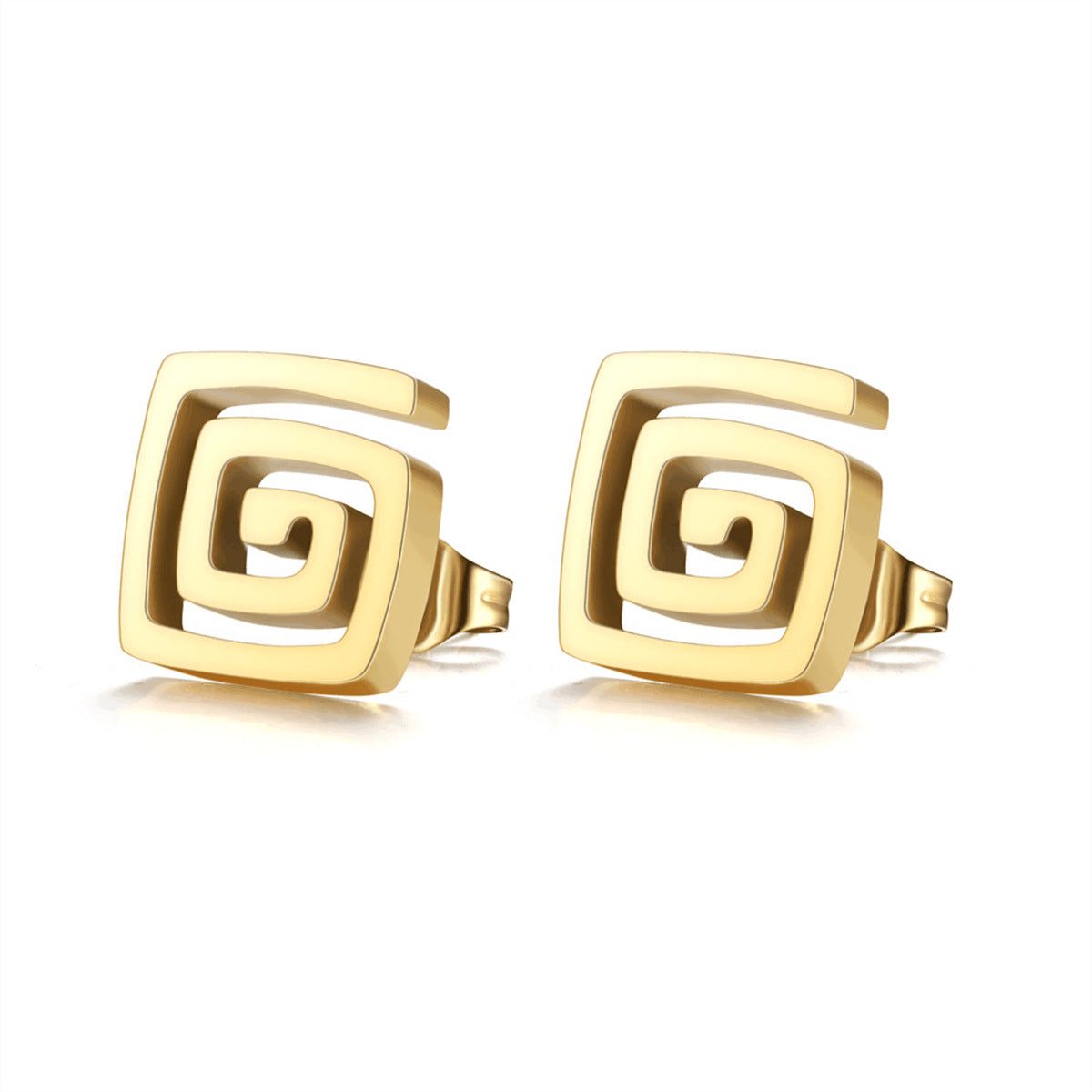 Elegant Minimalist Square Geometric Stainless Steel Earrings with 18K Gold Plating for Women