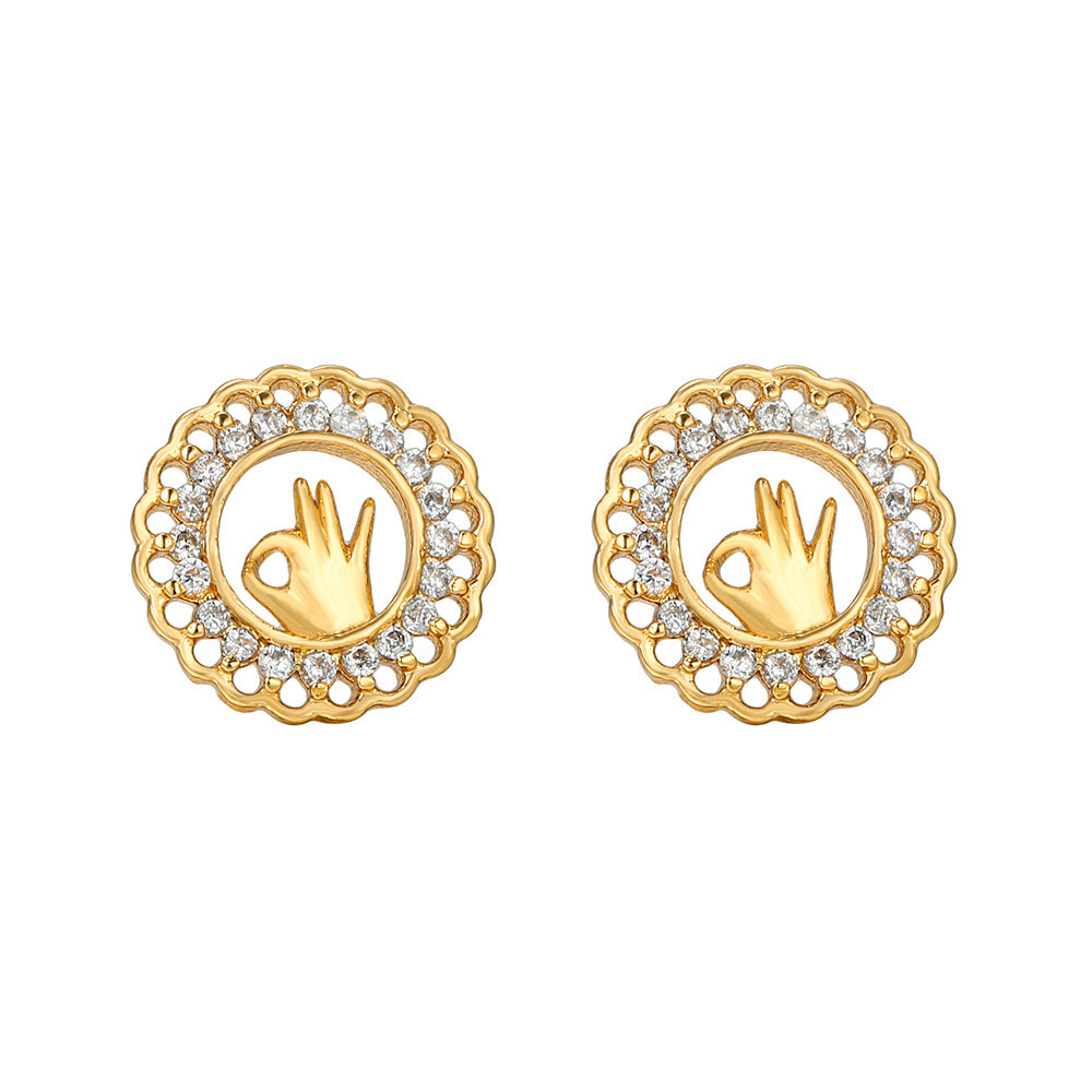 Minimalist 18K Gold Plated Brass Butterfly Stud Earrings with Cubic Zirconia