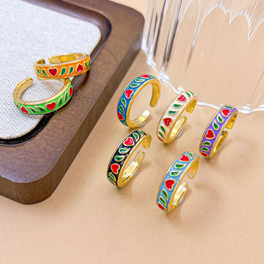 Anello aperto a cuore placcato oro dolce per le donne