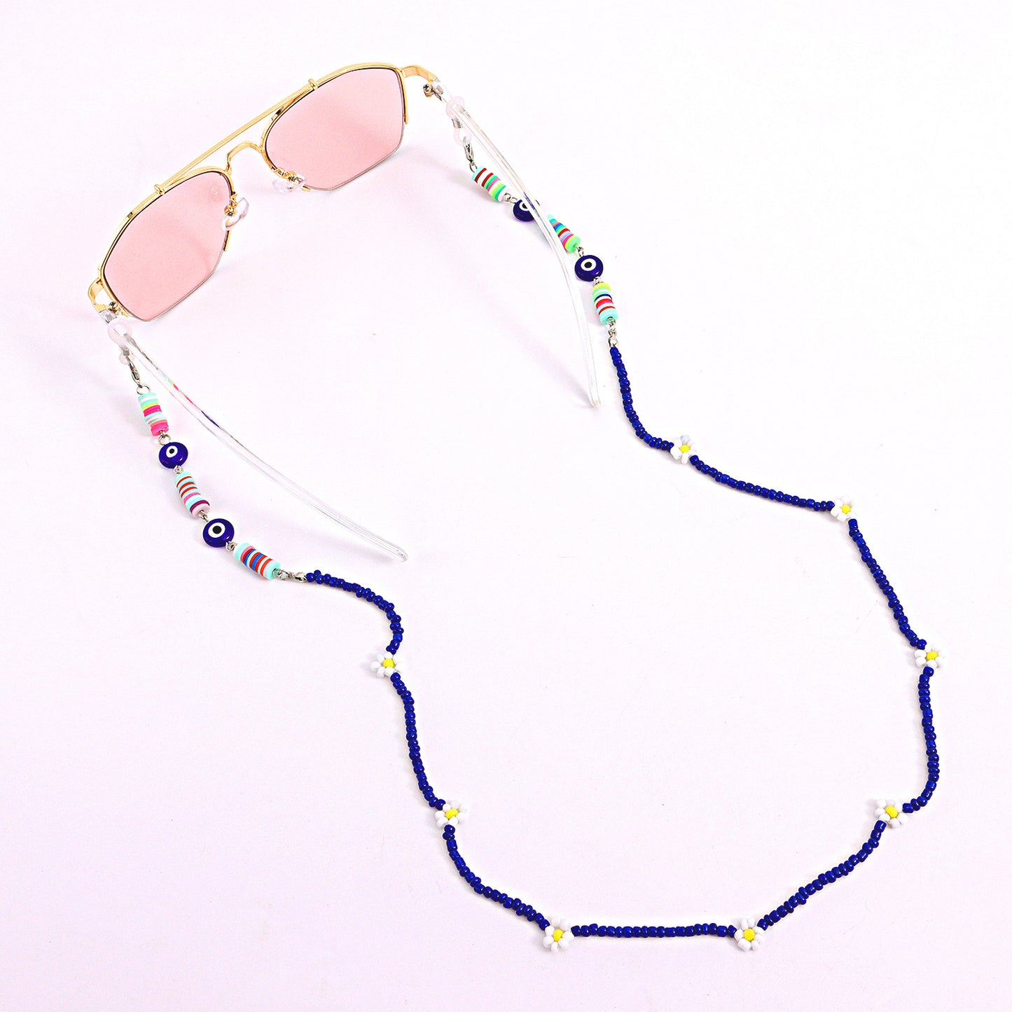 Colorful Resin Bead Floral Eyewear Chain for Women