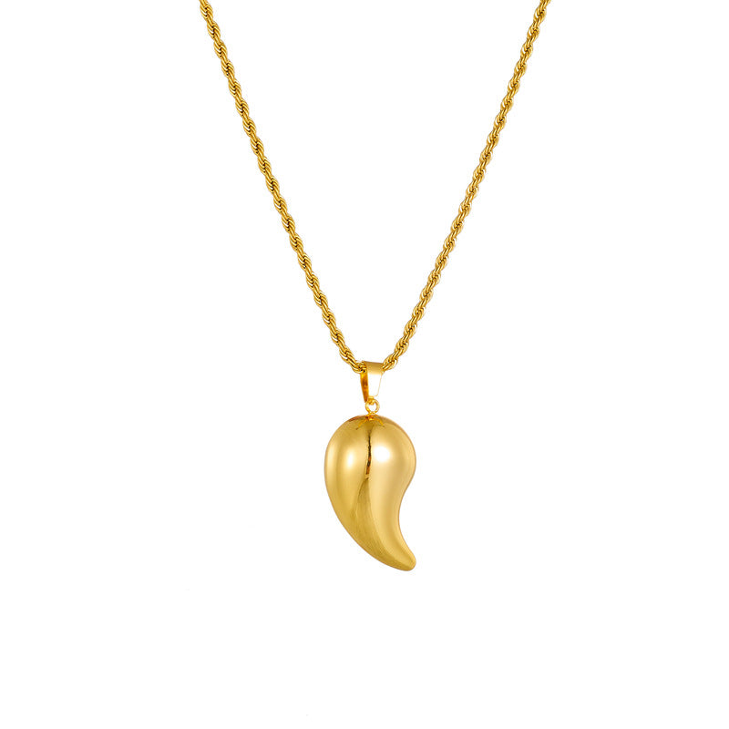 Punk Style Water Drop Pendant Necklace in Stainless Steel with Twisted Chain and Plated Finish