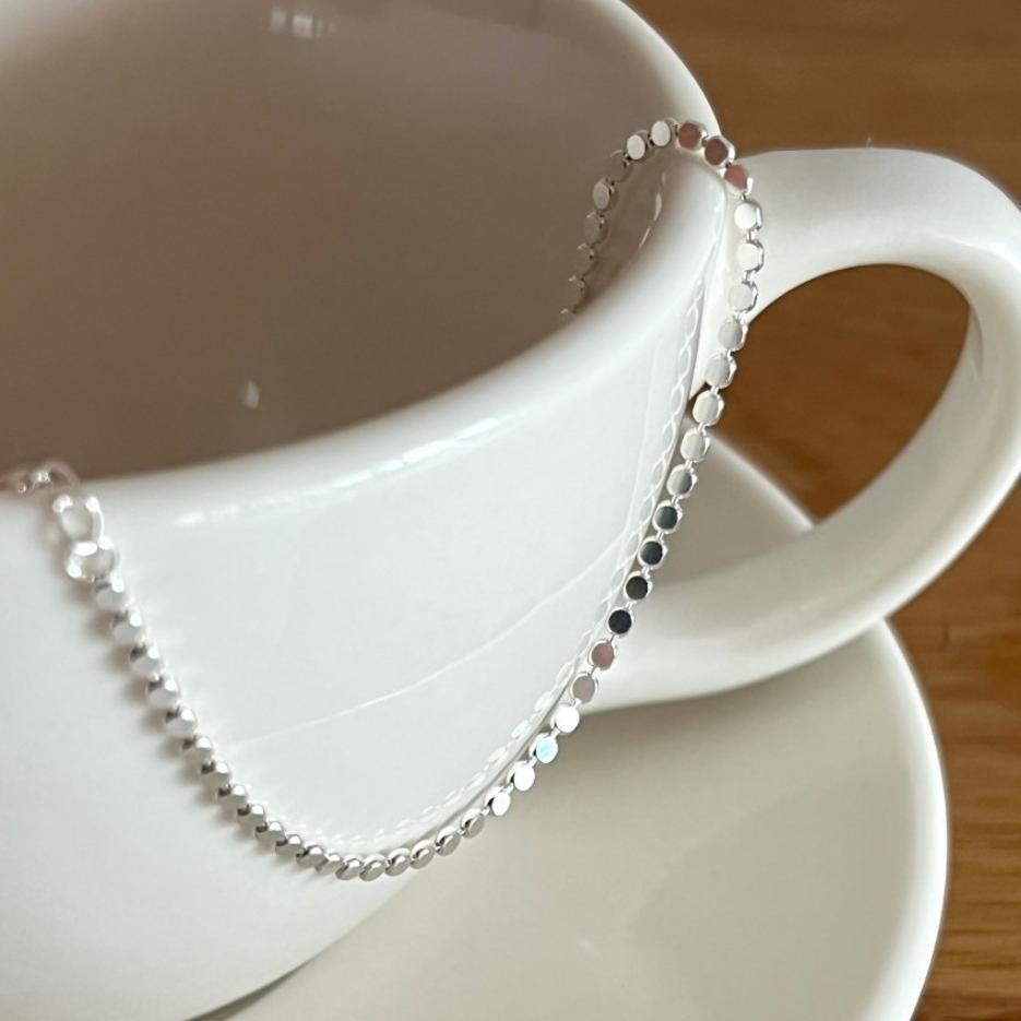 Minimalist Sweet 925 Sterling Silver Round Geometric Polka Dot Bracelet