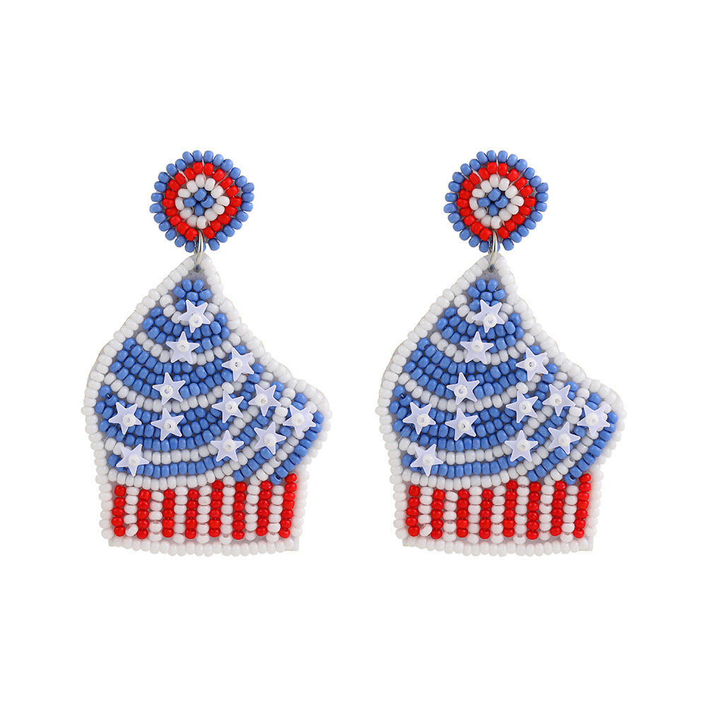 Hand-woven Star Glass Earrings Unisex Statement Drop Earrings
