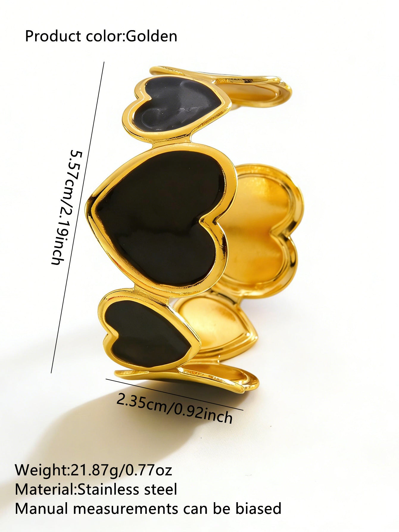 Elegant Minimalist Heart Drip Oil Stainless Steel Open Cuff Bracelet