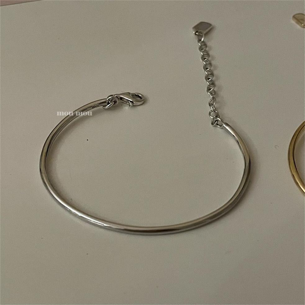 Minimalist Geometric Thin-Line Bracelet in Sterling Silver S925 for Women