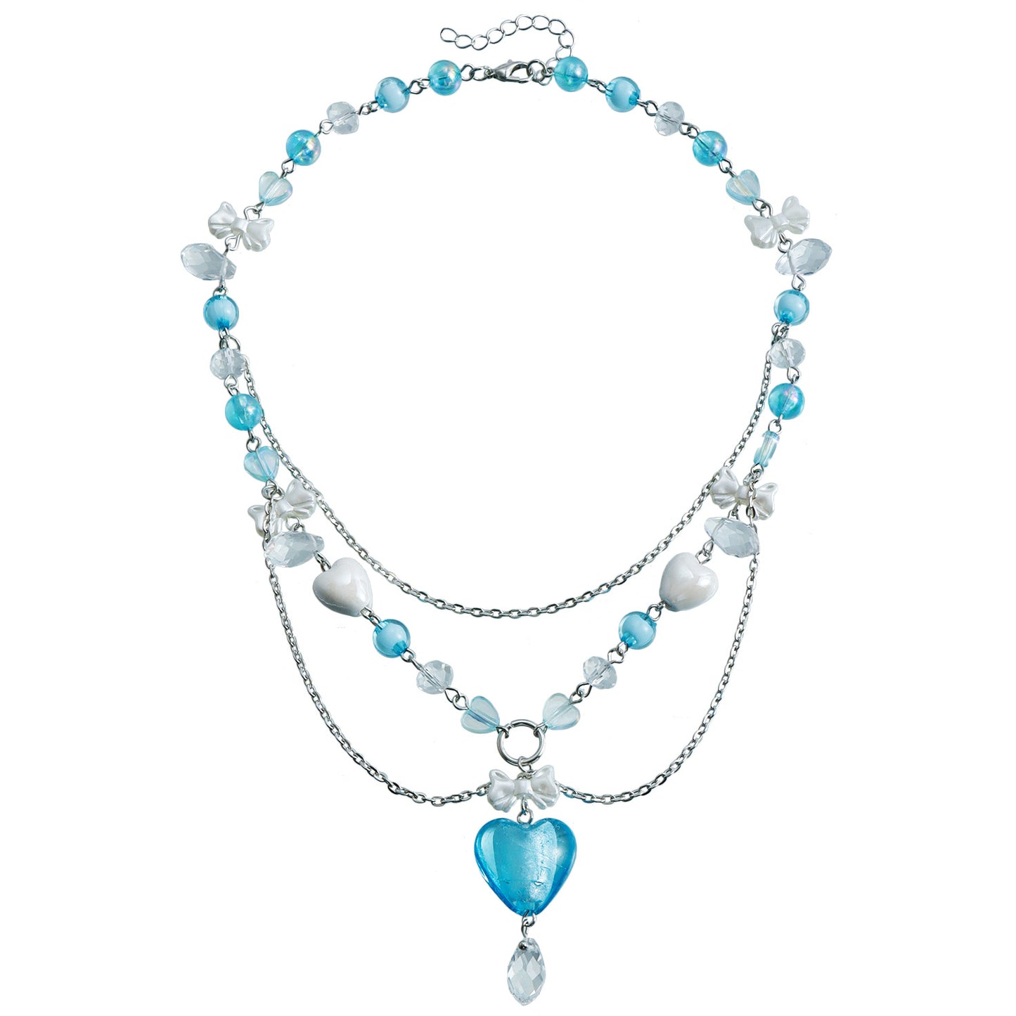 Gargantilla de resina con forma de corazón estilo Y2K y lazo de estrás para mujer