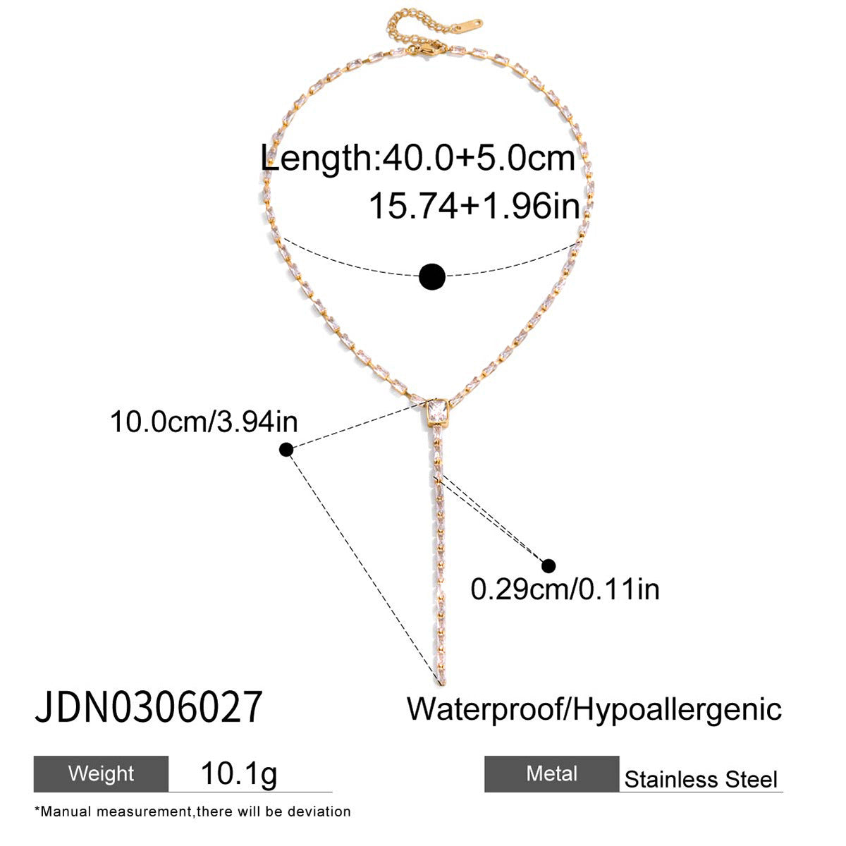 Collana in Acciaio Inox Dorato a Ventaglio Geometrico con Zirconi, Catena Pendente in Acciaio Inossidabile Placcato Oro Sottovuoto PVD da Donna