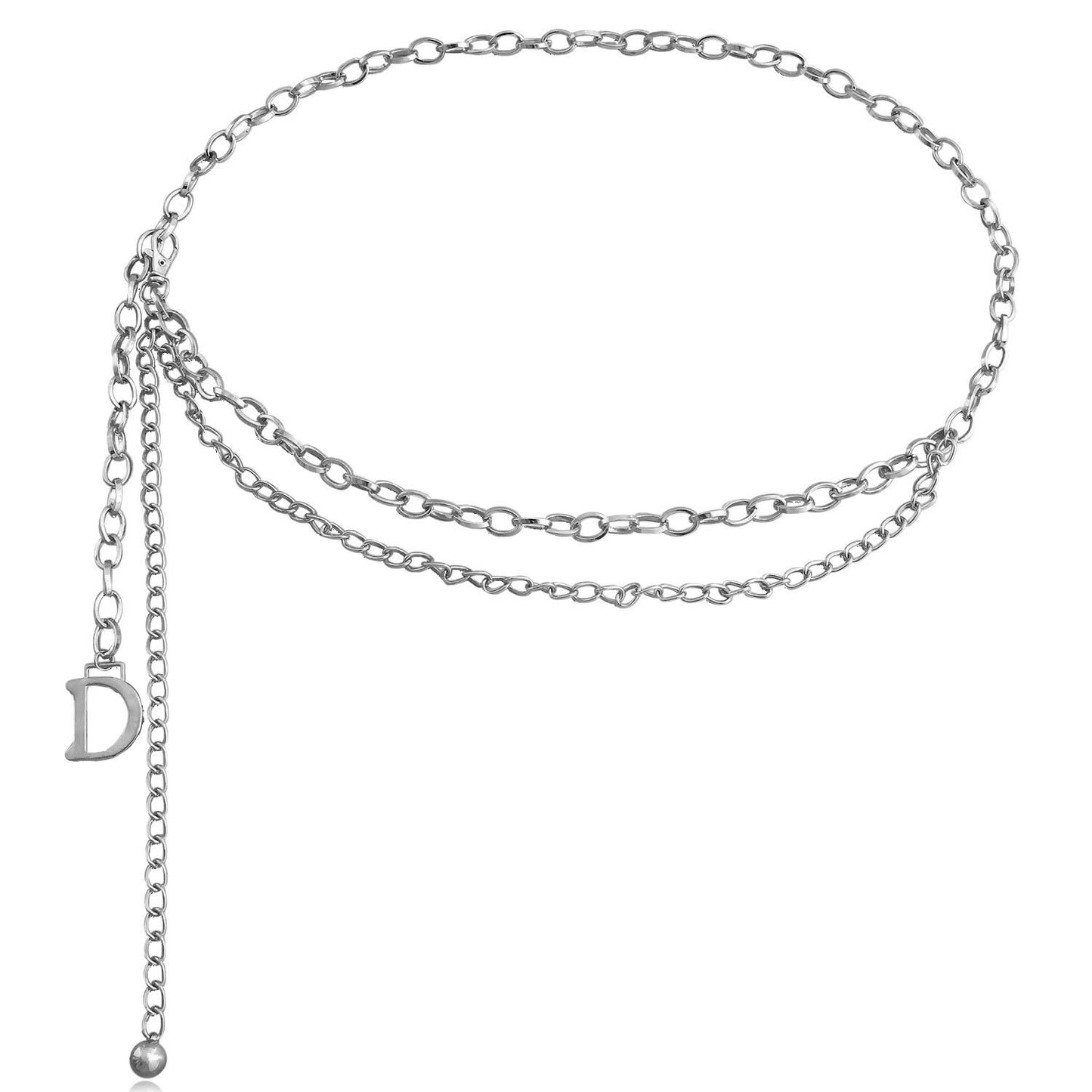 Casual Punk Double Layer Shell Heart Letter D Body Chain for Women