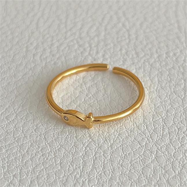 Minimalist Sweet 925 Sterling Silver Fish Shape Ring for Women
