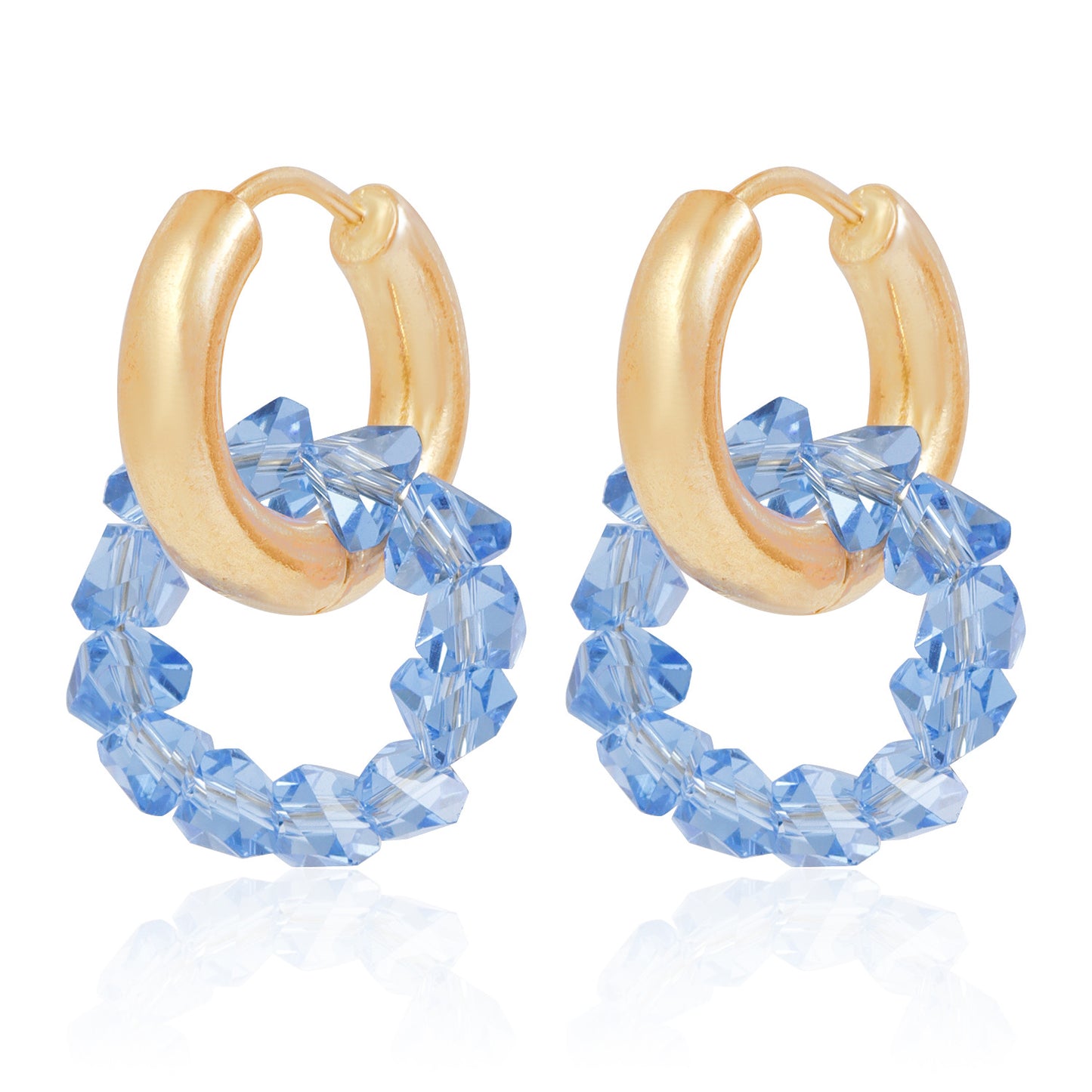 Pendientes de doble aro geométricos en metal chapado para mujer con postes de acero inoxidable