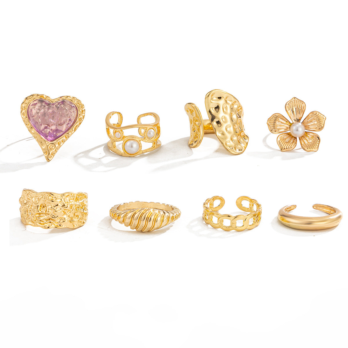 Sweet Heart Floral Plated Zinc Alloy Ring for Women