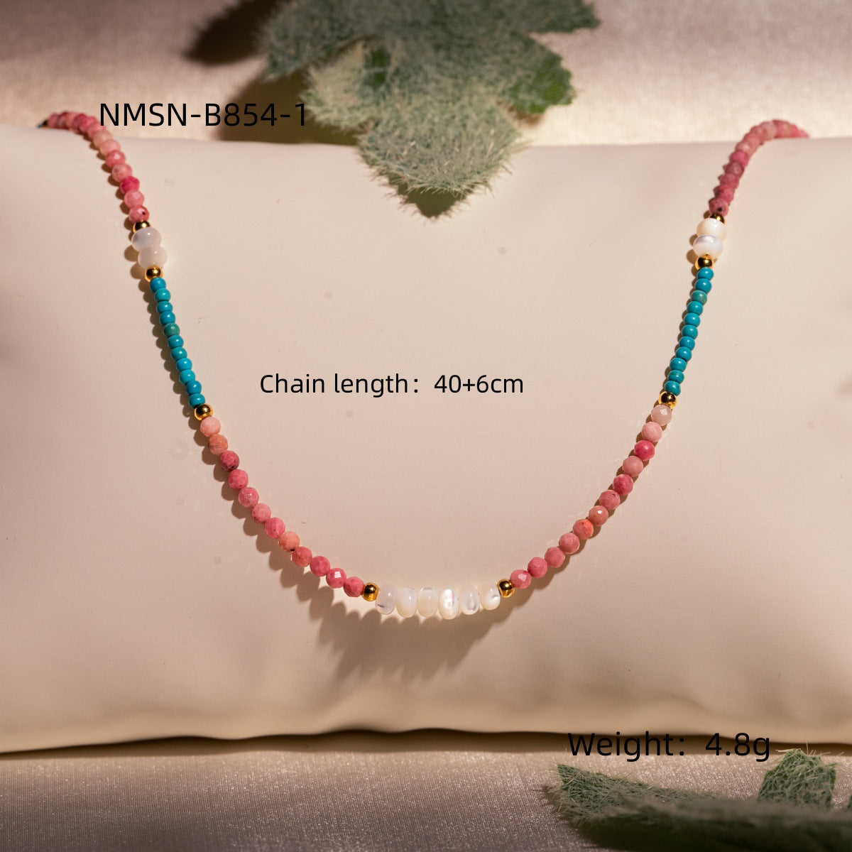 Collar minimalista de capas de acero inoxidable con abalorios y detalles de piedra natural para mujer