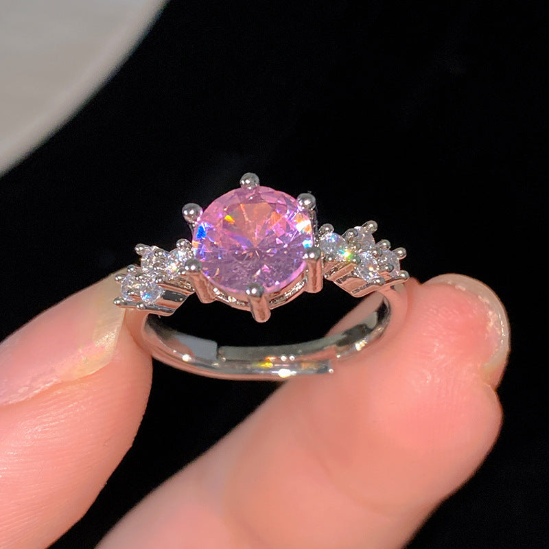 Sweet Cubic Zirconia Inlay Brass Bow Ring for Women