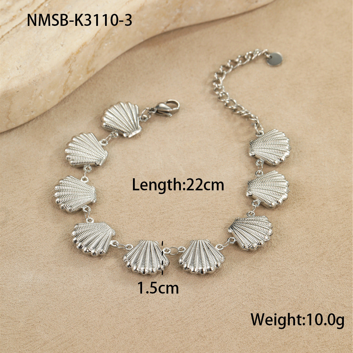 Fashionable Geometric Stainless Steel Hollow Seashell Bracelet with Star and Heart Charms Plated in 18K Gold Ocean-Inspired Women's Jewelry