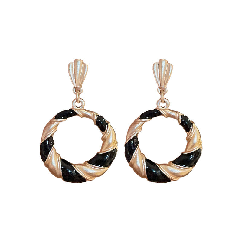 Set collana e orecchini geometrici da donna in stile vintage in lega con finitura smaltata