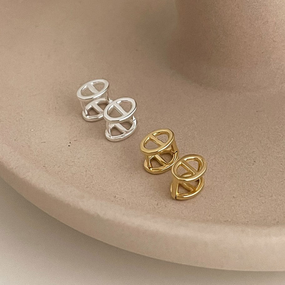 Orecchini a Cerchio Minimalisti a Stella in Argento Sterling S925 Fatti a Mano da Donna