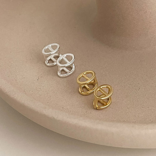 Orecchini a Cerchio Minimalisti a Stella in Argento Sterling S925 Fatti a Mano da Donna