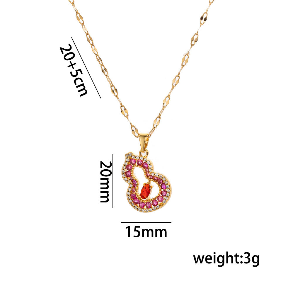 Collana con Ciondolo a Zucca Cava in Stile Vintage in Rame Placcato Oro 18K con Catena in Acciaio al Titanio da Donna