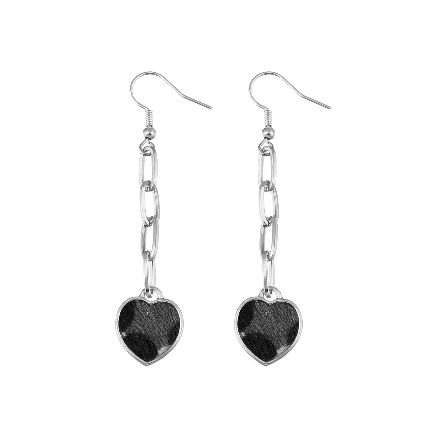 Fashion Leopard Print Heart-Shaped Alloy Earrings for Women with Plated Finish