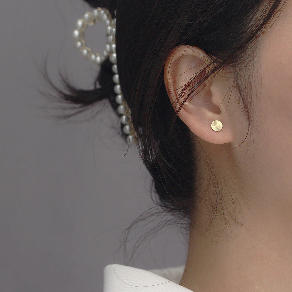 Orecchini a perno con design geometrico floreale, placcati in argento sterling 925, minimalisti ed eleganti, per donna