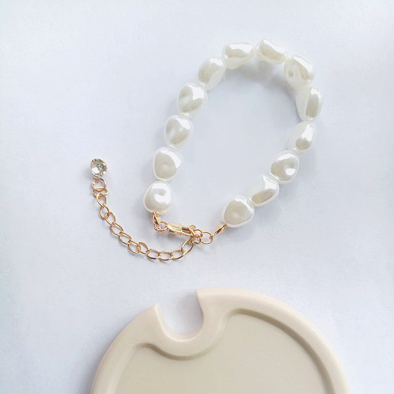 Minimalist Sweet Heart Shape Pearl Bracelet for Women