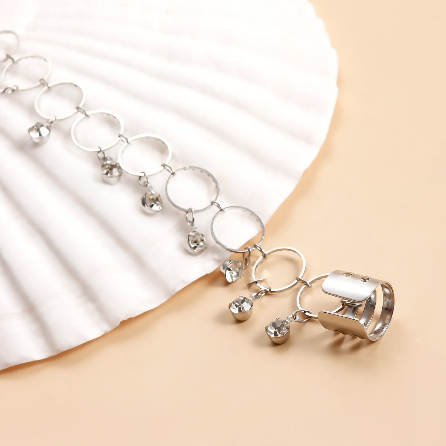 Ethnic Geometric Rhinestone Tassel Nose Ring Plated Alloy Body Jewelry