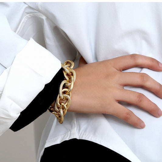 Pulsera de cadena con eslabones de estrella de aleación chapada minimalista punk para mujer