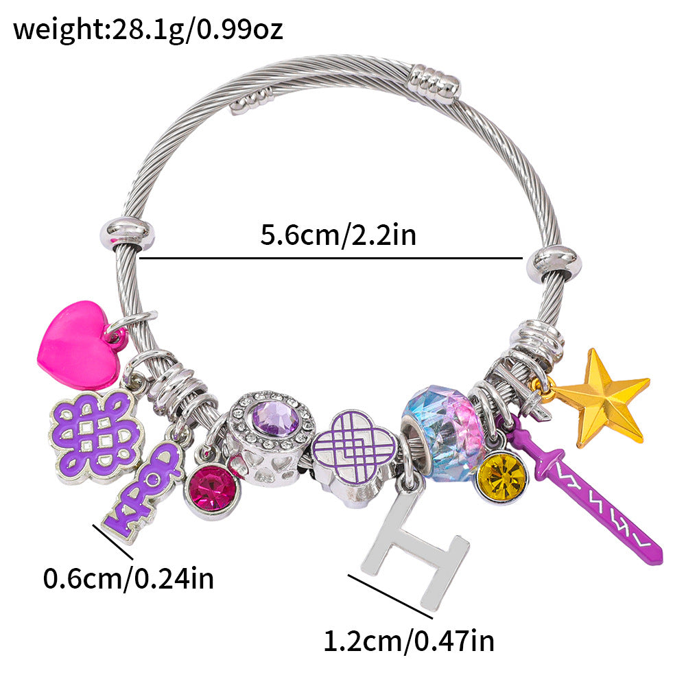 Bracciale fai da te in lega con ciondoli a forma di cartone animato a goccia d'olio