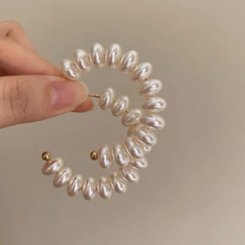 Eleganti Orecchini a Perno da Donna in Stile Francese Vintage con Zirconi Geometrici e Perle Imitazione