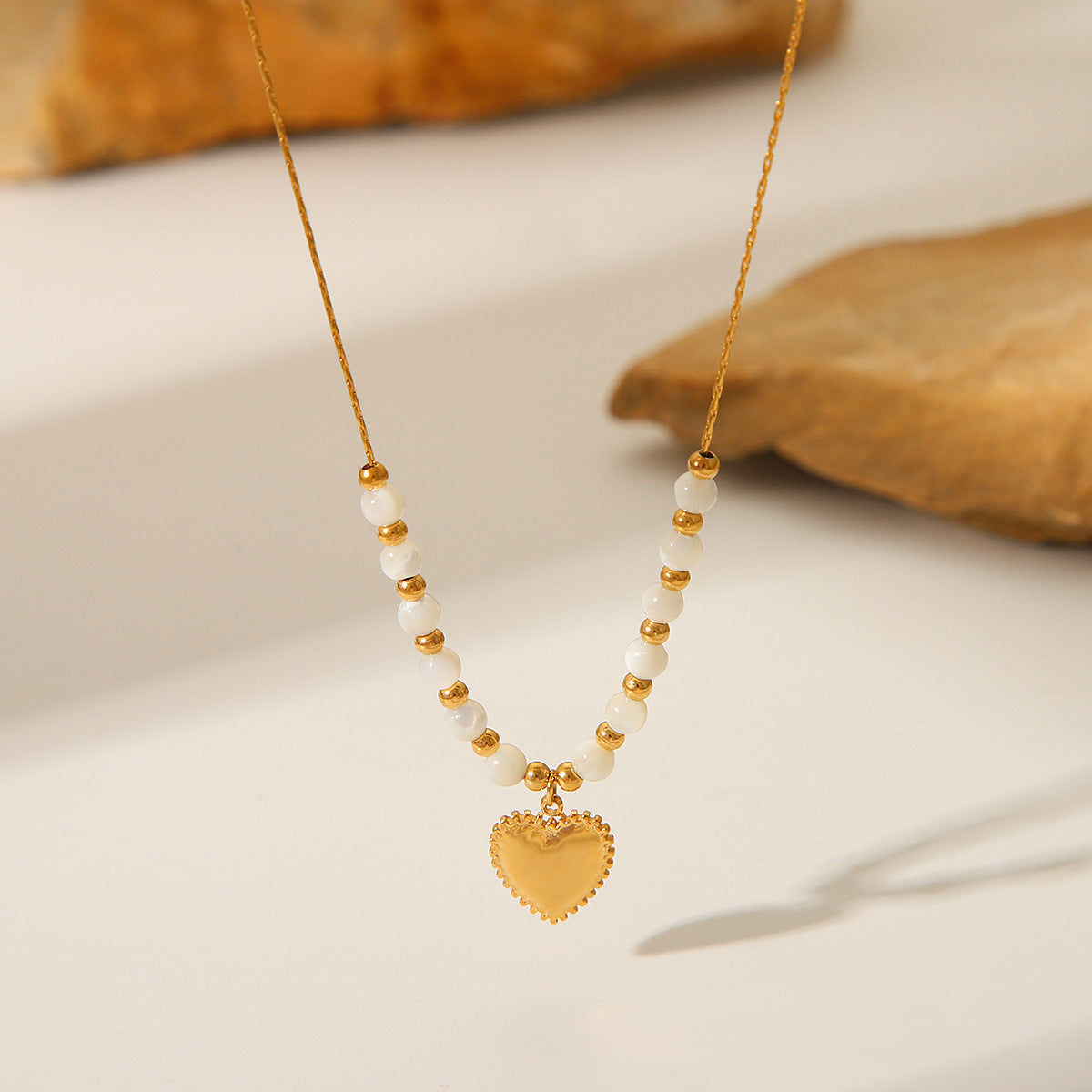 Minimalist Heart-Shaped Stainless Steel Pendant Necklace with Titanium Steel Charm, Electroplated Finish, Delicate Clavicle Chain for Women