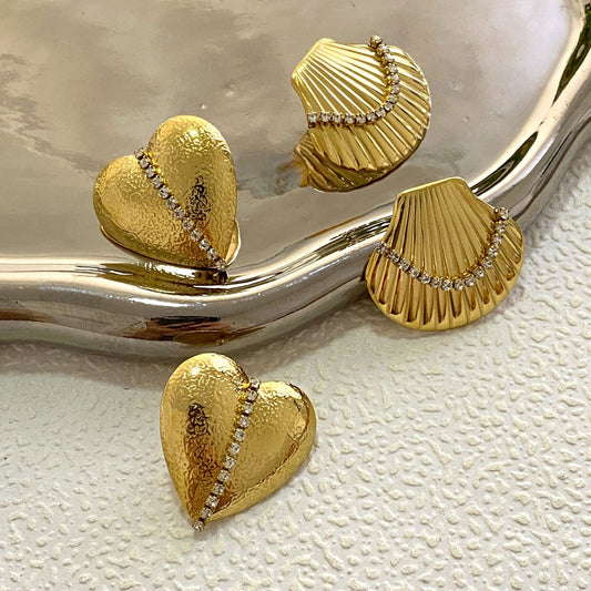 Sweet Geometric Heart Stainless Steel Titanium Steel Earrings