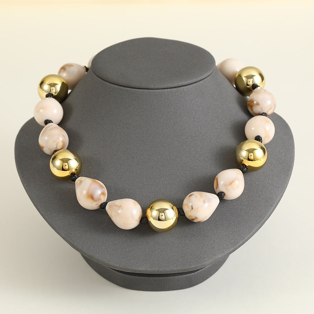 Punk Asymmetrical Acrylic Resin Geometric Round Beaded Necklace with Bubble Detail for Women