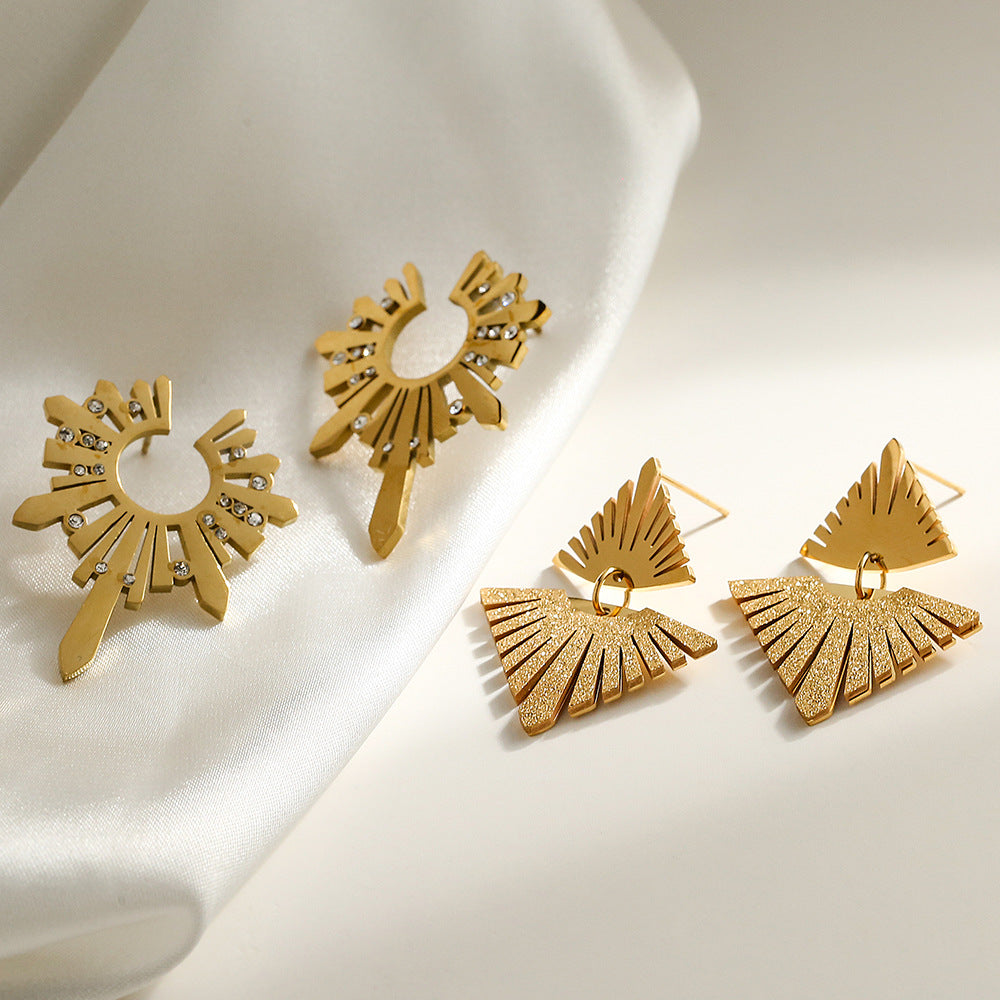 Minimalist Irregular Geometric Titanium Steel Earrings for Women with Luxury Aesthetic and Fashion-Forward Design