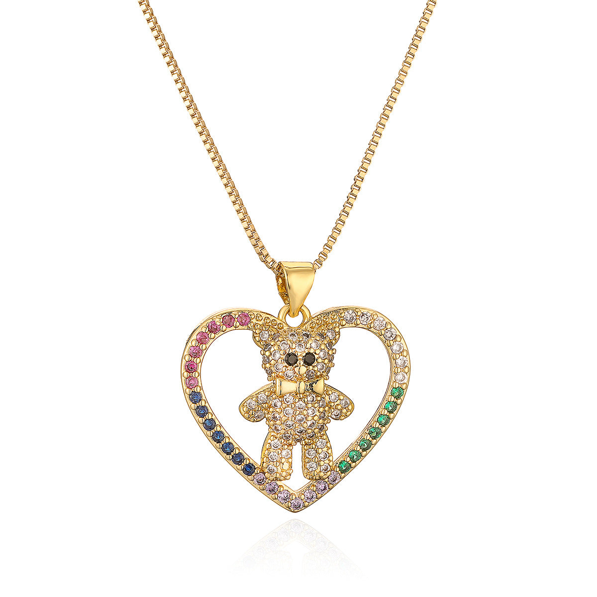 Minimalist Heart-Shaped Copper Pendant Necklace with 18K Gold Plating and Zircon for Women