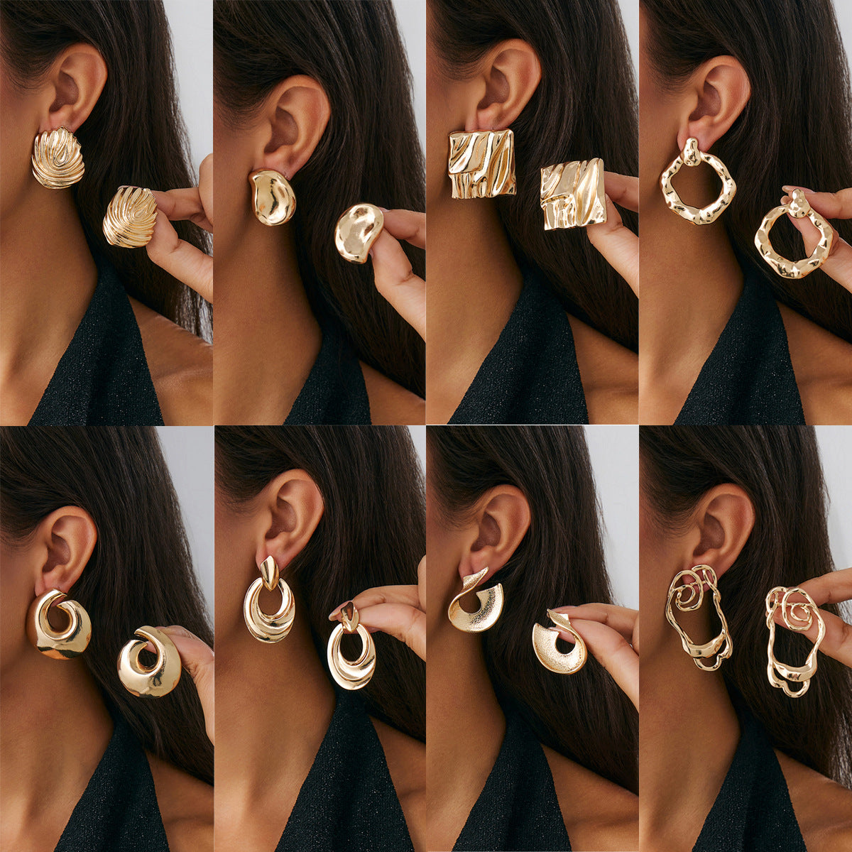 Business Geometric Oval Square Alloy Plated Earrings for Women