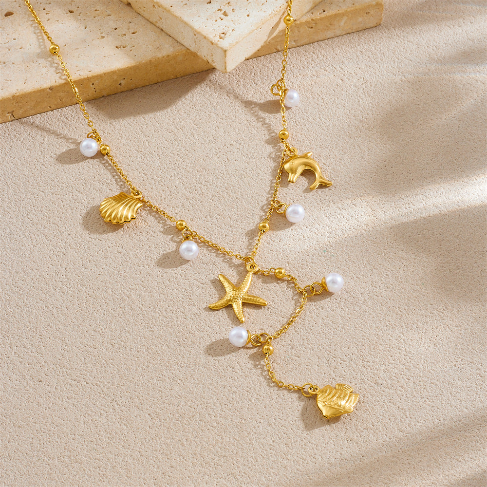Minimalist Sweet Butterfly Star Stainless Steel Plated Y-Chain Necklace for Women