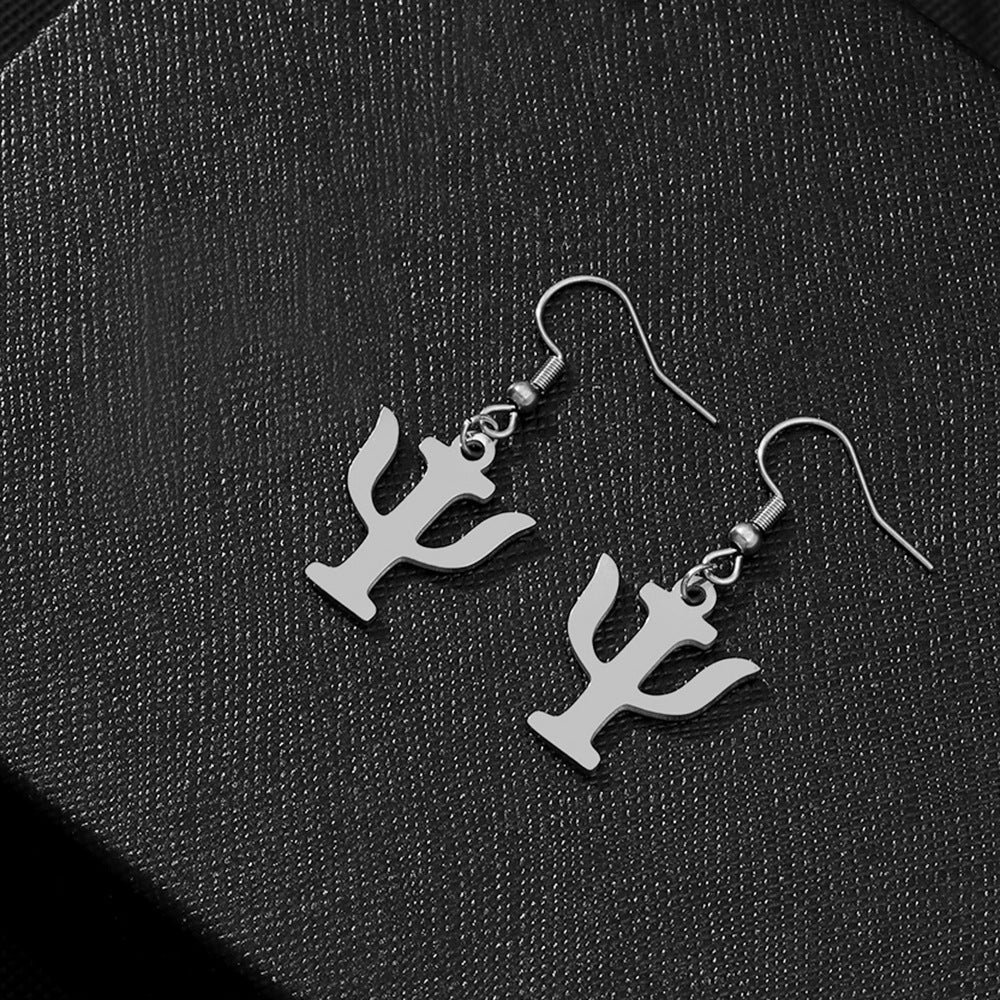 Pendientes colgantes con símbolo psicológico geométrico casual de acero inoxidable con acabado chapado para mujer
