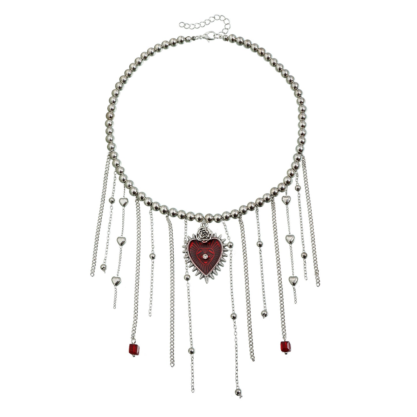 Gothic Sweet Heart Geometric Alloy Plated Necklace with Tassel for Women