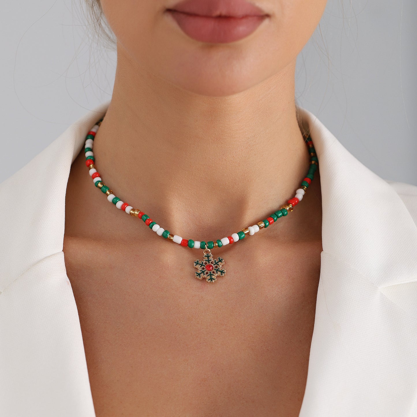 Geometric Alloy Choker Necklace for Women with Electroplated Finish Christmas Bell Accents Holiday Party Gift