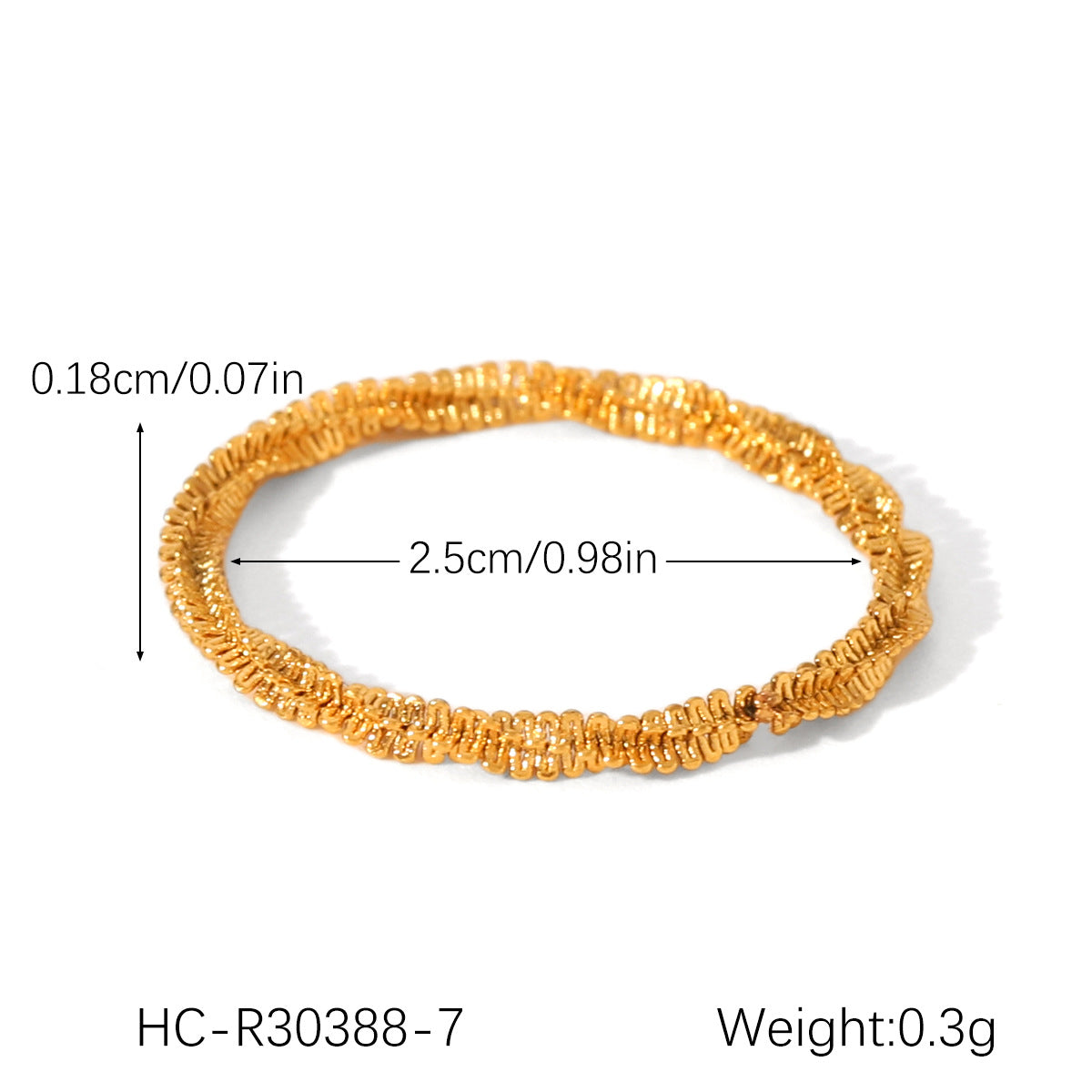 Ins Style Twisted Stainless Steel Ring with Beaded Detail and Starry Chain Design for Women