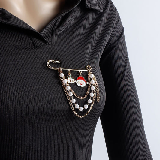 Original Design Geometric and Cartoon Pin Brooch in Alloy with Plating Finish for Women Holiday Christmas Hat and Letter Theme Accessory