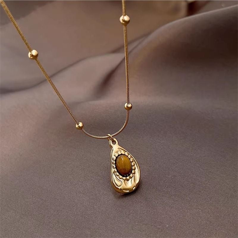 U-Shaped Geometric Round Titanium Steel Plated Pendant Necklace for Unisex