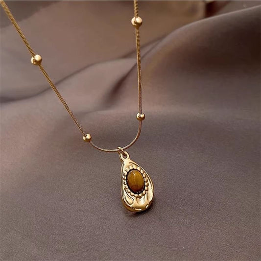 U-Shaped Geometric Round Titanium Steel Plated Pendant Necklace for Unisex