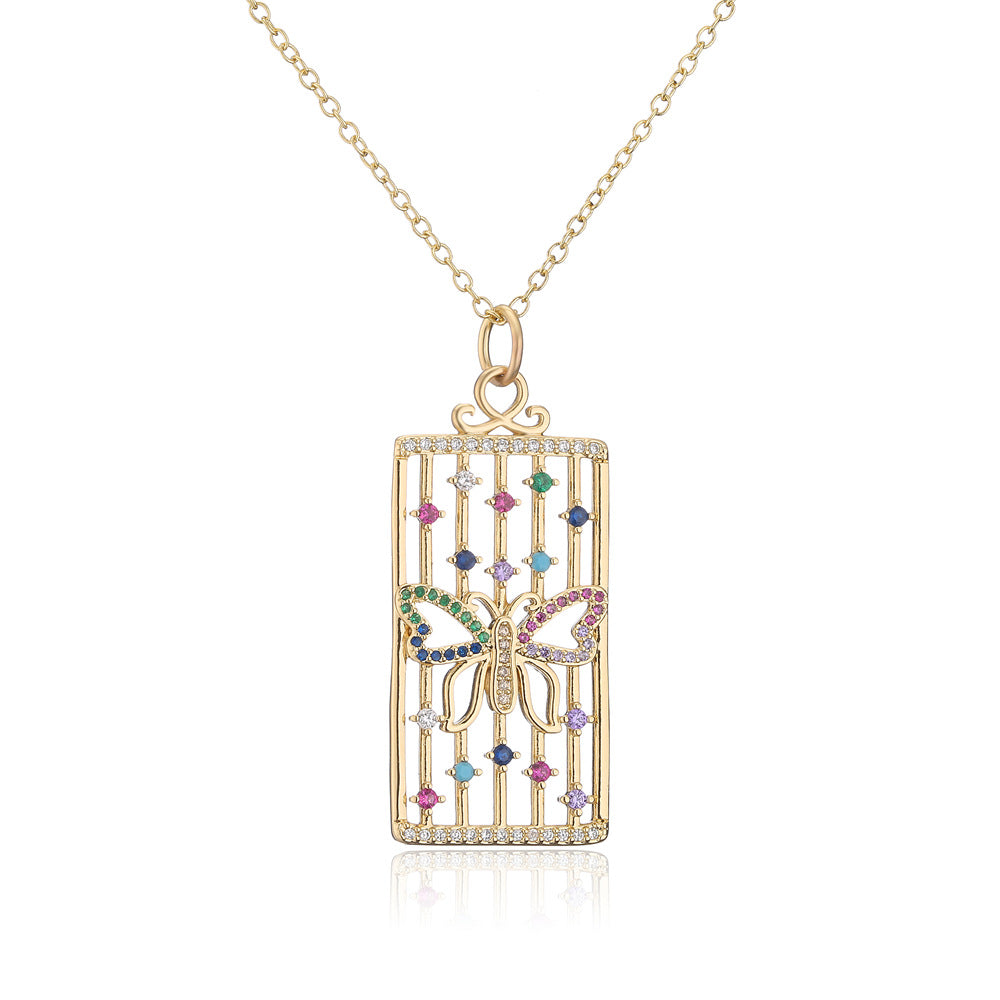 Minimalist Geometric Hollow Eye Crown Snake Necklace for Women in Copper with 18K Gold Plating and Zircon Inlay